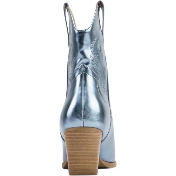 Blazing Ankle Boot Women Sliver Imitation Suede Pointe Toe Low Heel - Picture 3 of 4